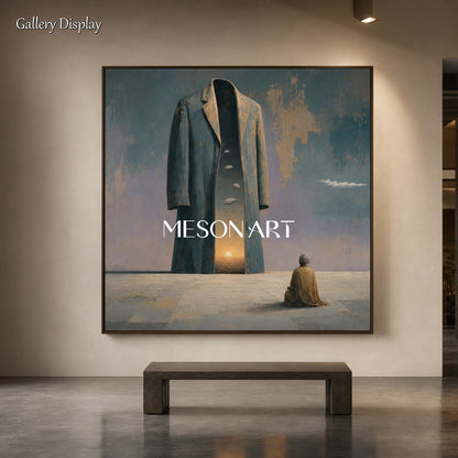 Large Surrealist Oil Painting With Textured Finish For Living Room And Executive Office Decor