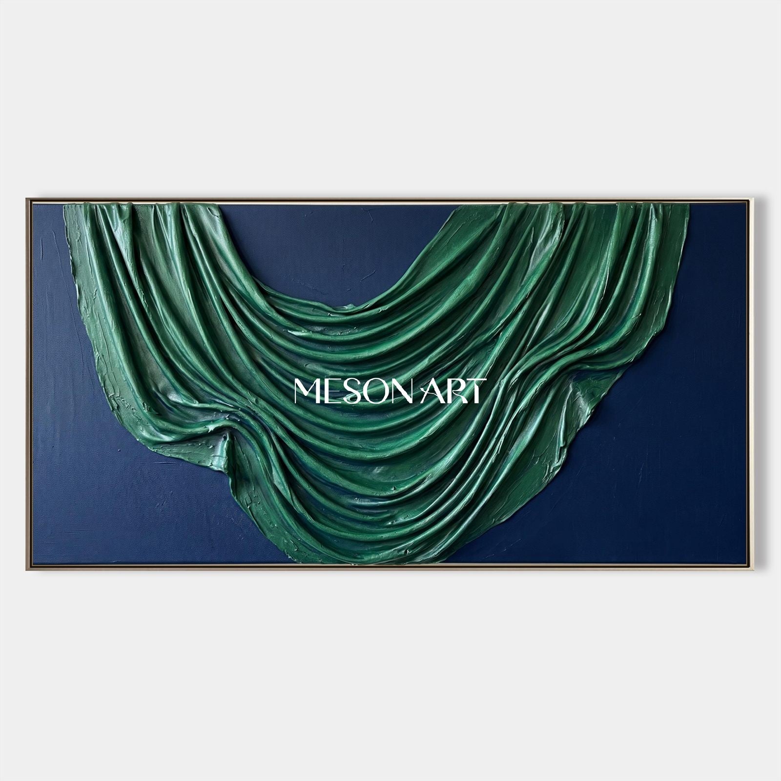 Green And Blue Minimalist 3D Plaster Relief Wall Art Panoramic Sculptural Original Artist By Mesonart