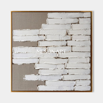 Minimalist Textured Wall Art With White Plaster Strokes For Modern Living Room Decor