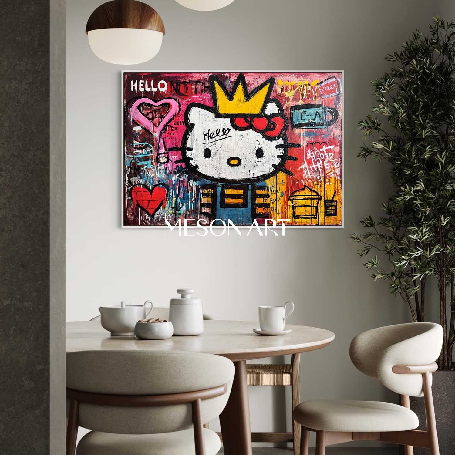 Vivid Pink Heart Graffiti Art Original Painting Modern Street Canvas
