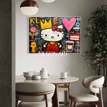 Large Handmade Urban Graffiti Horizontal Pop Culture Oil Painting Cafe