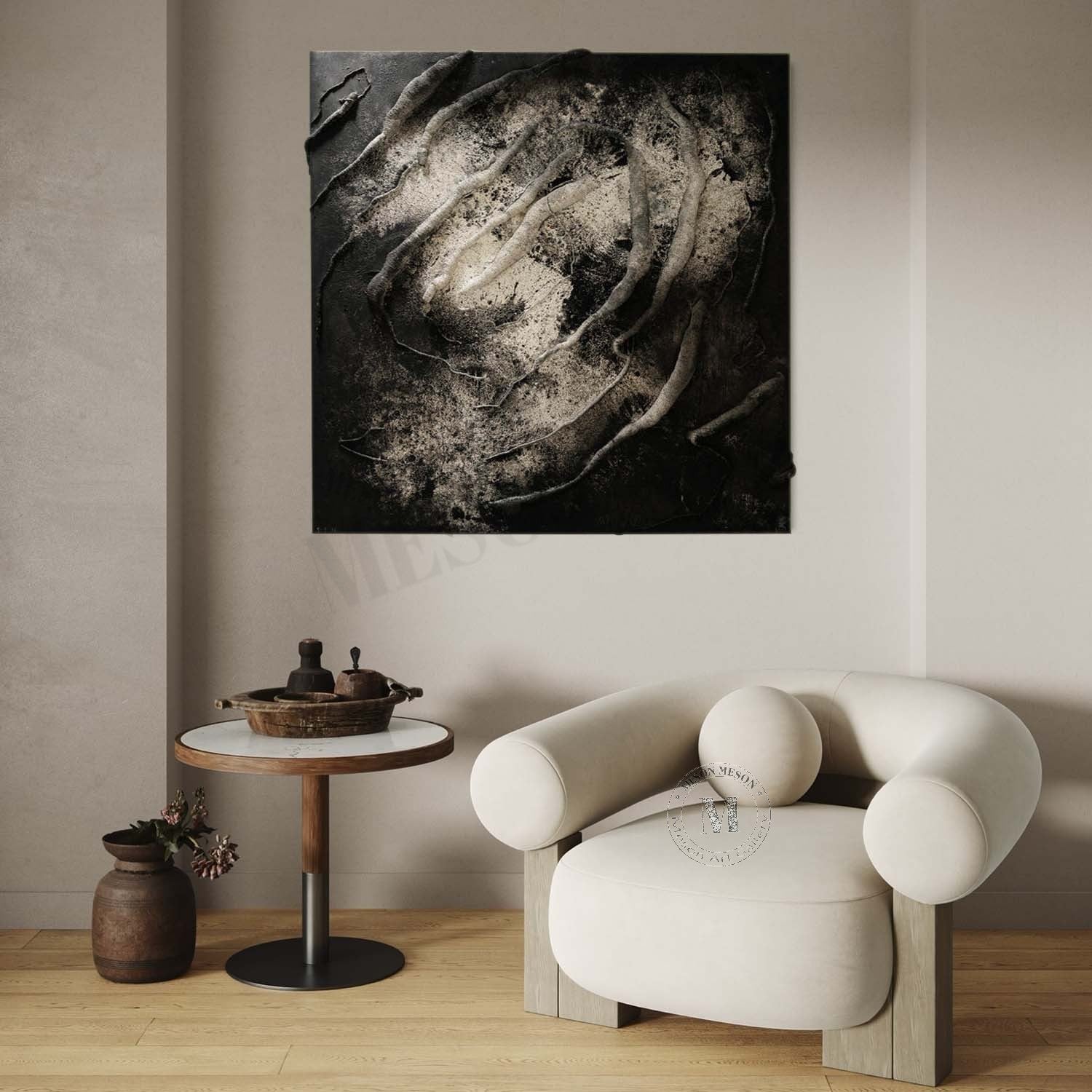 Large 3D Black Minimalist Textured Painting for Sale Black Textured Canvas Wall Art Decor