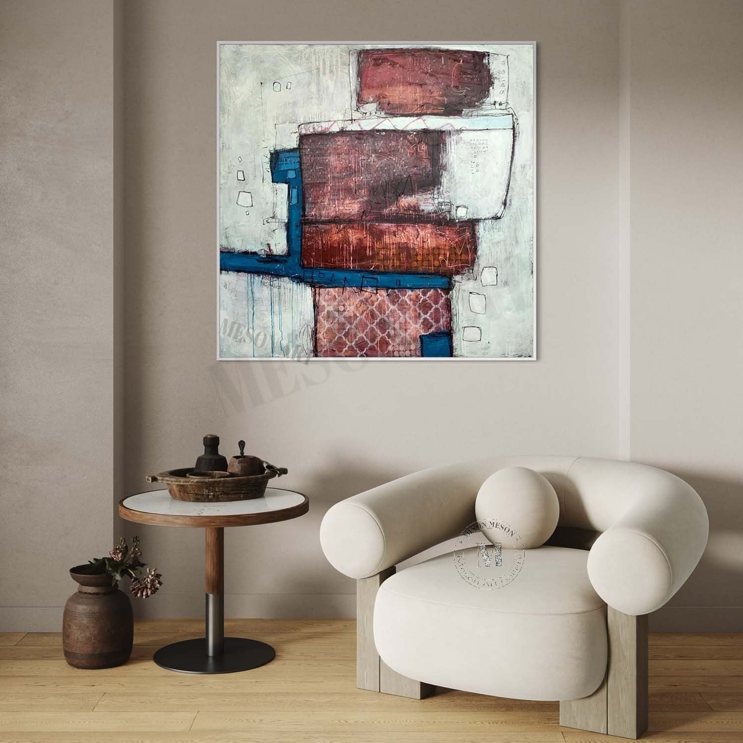 Off-white contemporary minimalist art Off-white abstract canvas wall art decoration