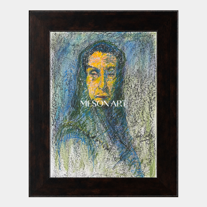 Blue And Green Contemporary Figurative Painting Rectangular Wall Art Original Artist Fine Artwork By Mesonart