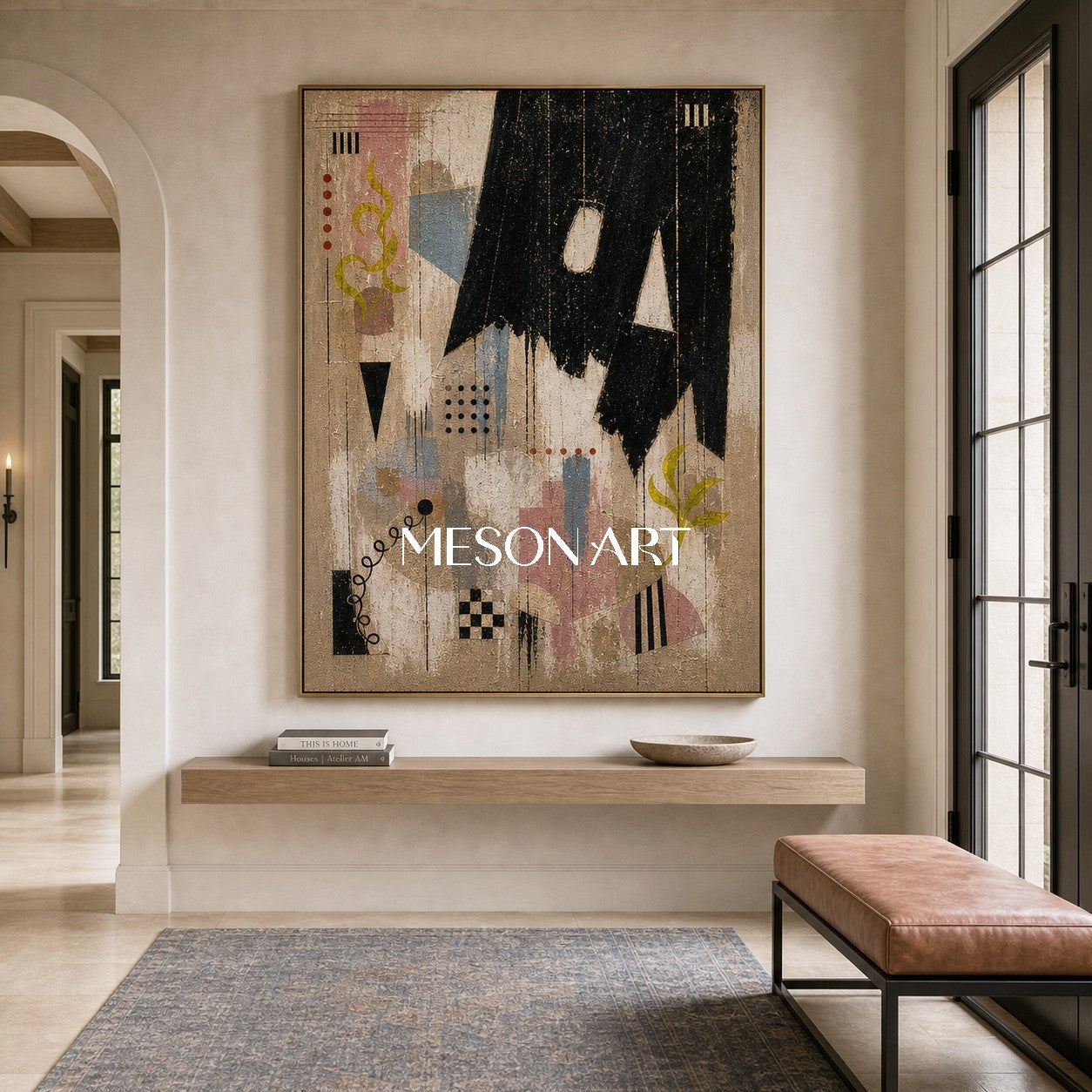 Urban Graffiti Abstract Art With Textured Relief For Modern Living Room Decor