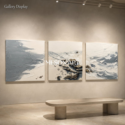 White And Gray Abstract Landscape Painting Square Wall Art For Living Room Original Artist By Mesonart