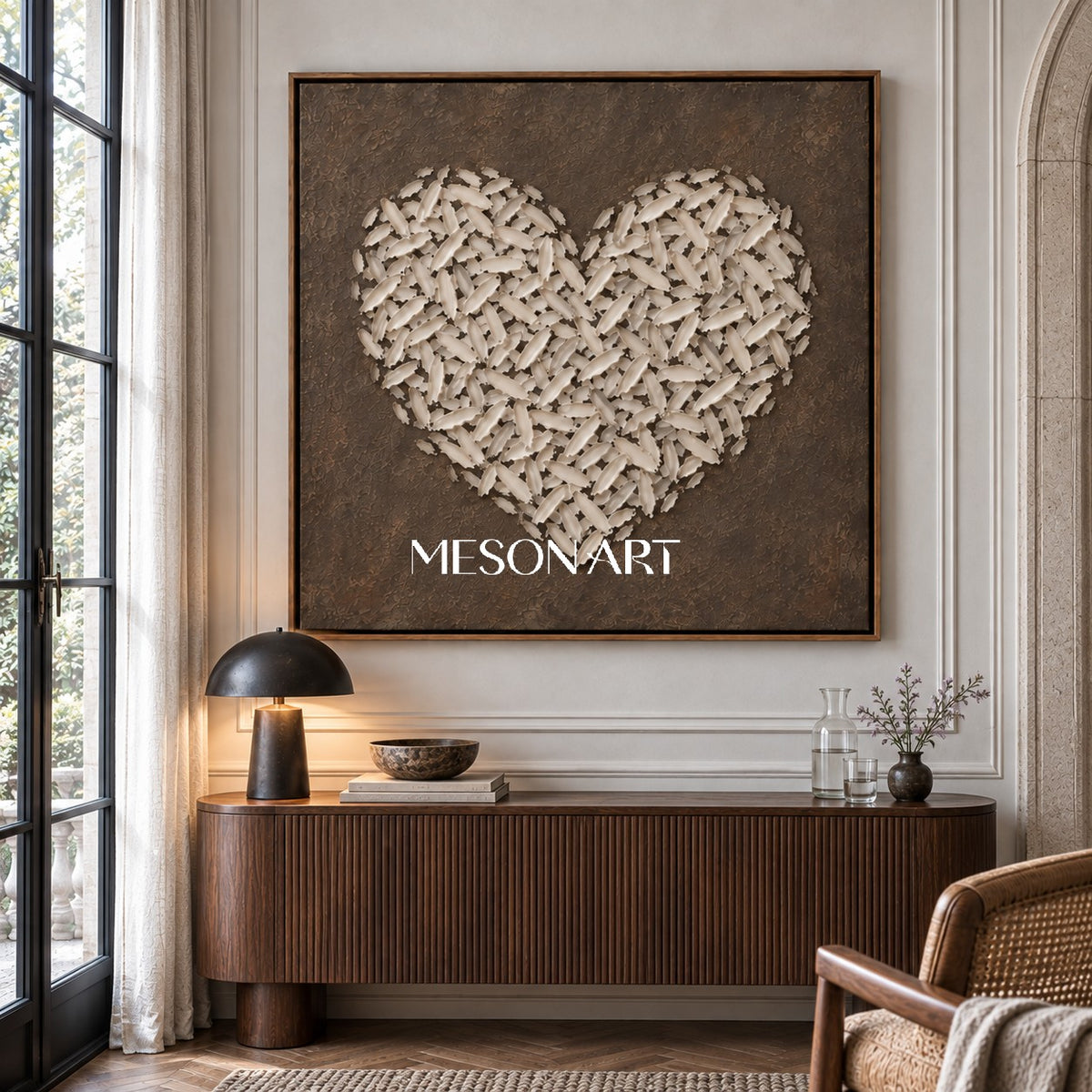 Beige And Brown Abstract Impasto Art Square Wall Decor For Living Room Original Artist By Mesonart