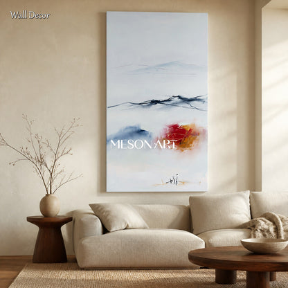 White And Blue Abstract Landscape Painting Panoramic Wall Art For Living Room Original Artist By Mesonart
