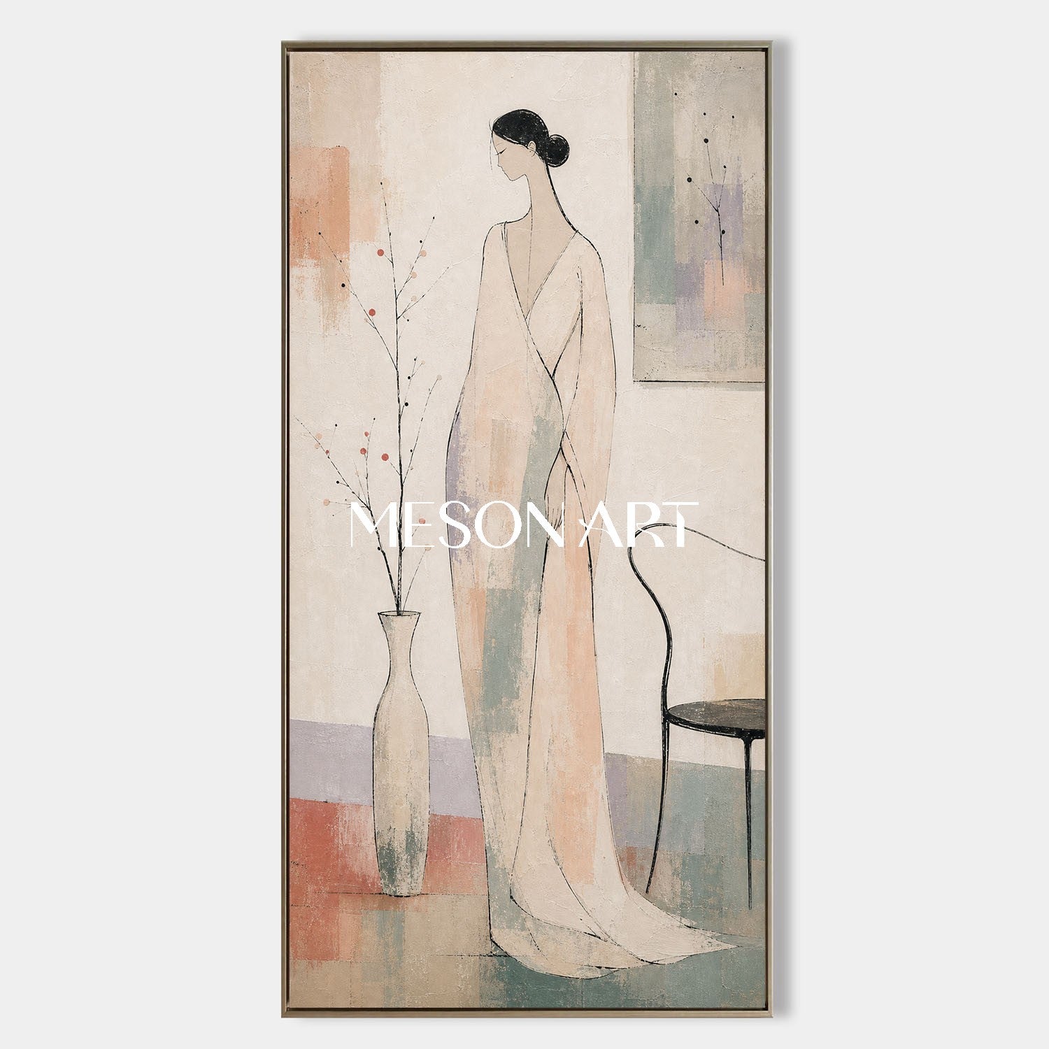 Minimalist Figure Painting Abstract Woman Art For Living Room And Bedroom Decor