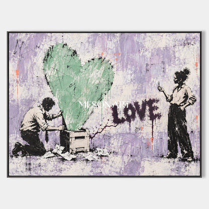 Purple And Green Abstract Graffiti Wall Art Large Rectangular Painting Original Artist By Mesonart