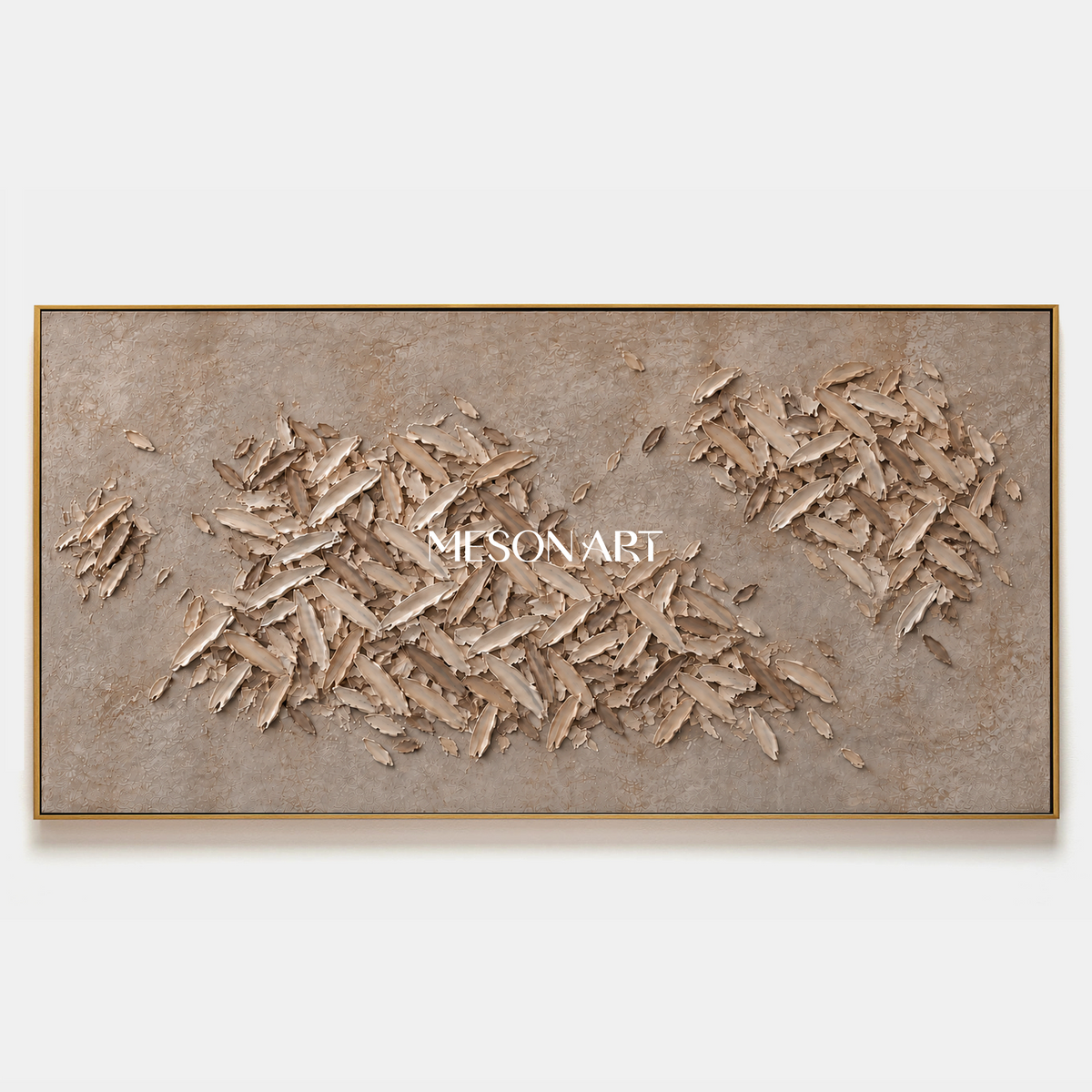 Beige And Gold Wabi Sabi Abstract Art Panoramic Wall Decor For Living Room Original Artist By Mesonart