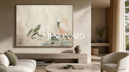 Minimalist Frog Abstract Painting On Linen Canvas For Modern Living Room And Bedroom Decor