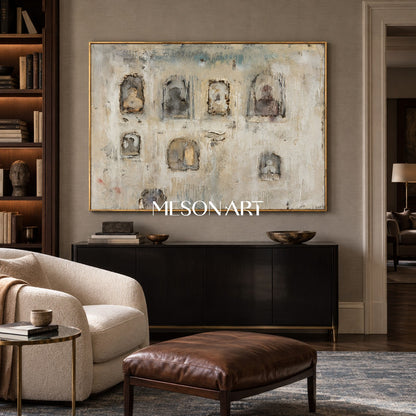 Neutral And Gray Abstract Painting Original Artist Hand Painted Mixed Media Textured Wall Art For Living Room By Mesonart