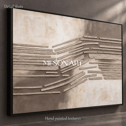 Beige And Brown Wabi-Sabi Abstract Art Rectangular Painting Original Artist By Mesonart