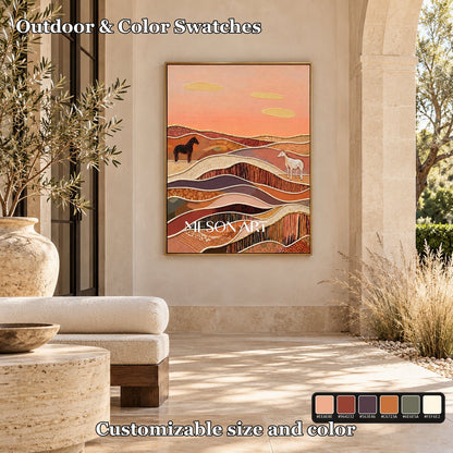 Terracotta And Brown Abstract Landscape Painting Rectangular Wall Art Original Artist By Mesonart