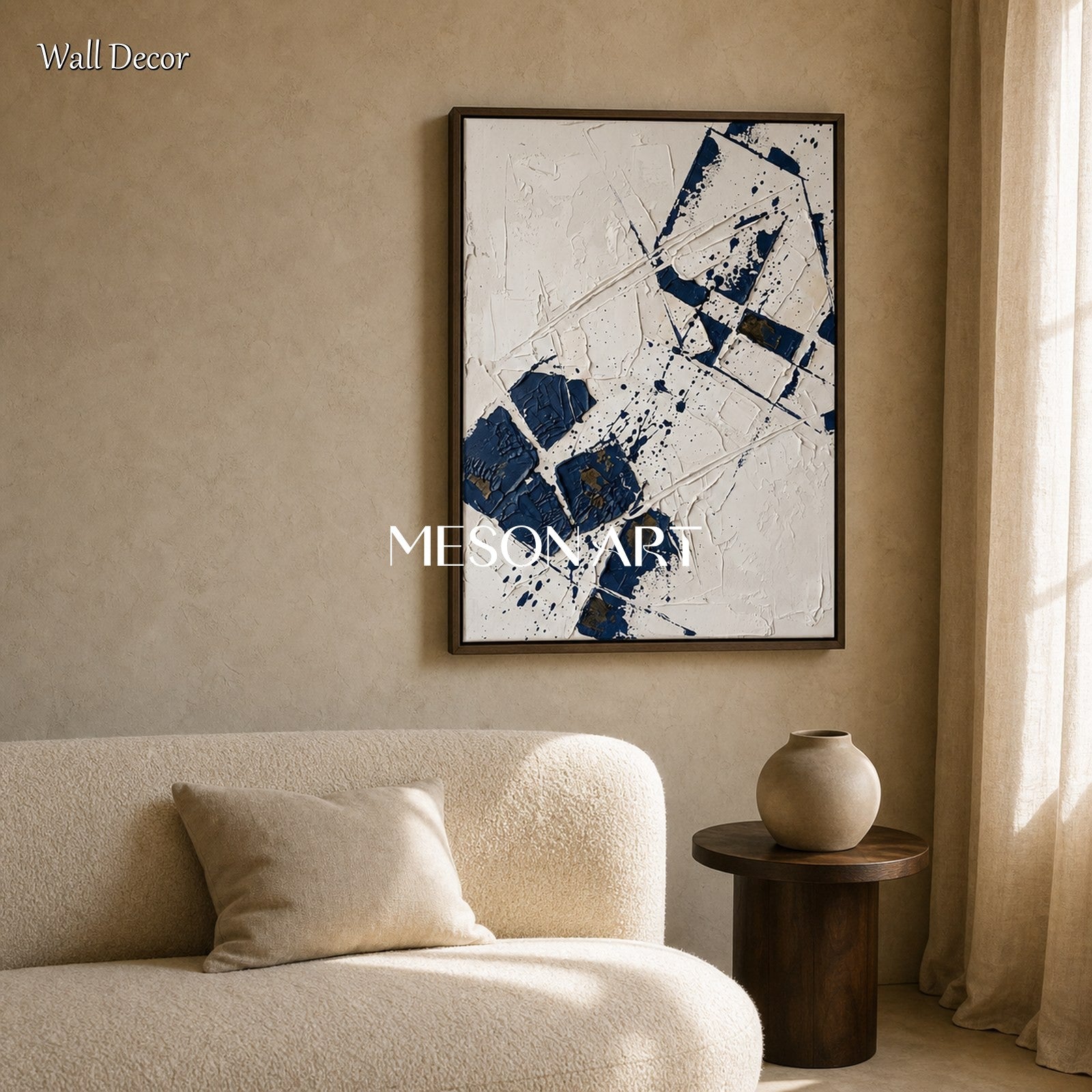 Minimalist Abstract Art With Textured Relief For Modern Living Room Decor