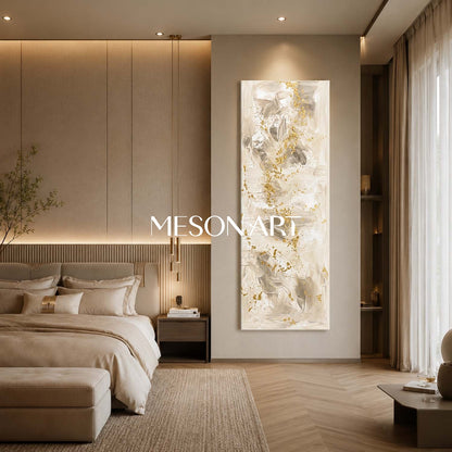 Luxurious Abstract Art With Gold Leaf Textured Impasto For Modern Living Room Decor