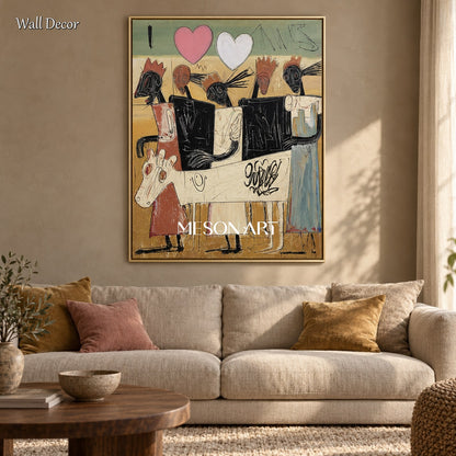 Colorful Abstract Painting Large Rectangular Wall Art Original Expressionist Jazz By Mesonart