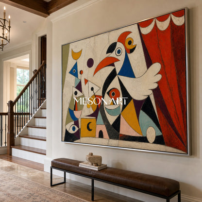 Surrealist Animal Art Painting With Cubist Geometry For Modern Living Room Decor