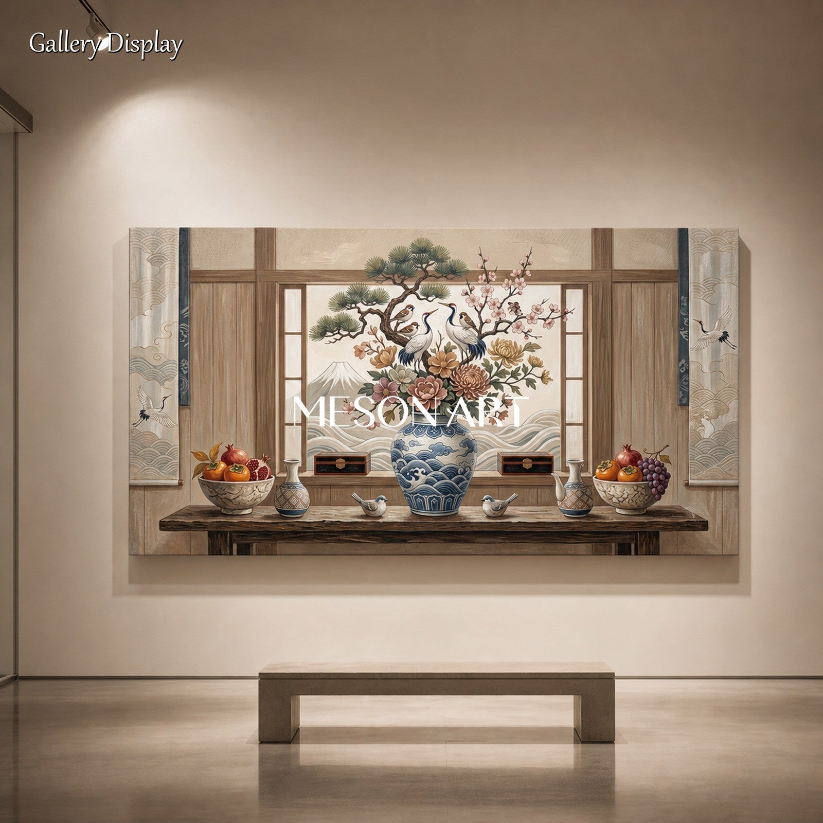Large Wabi Sabi Still Life Painting Natural Tones Wall Art For Living Room And Dining Room Decor
