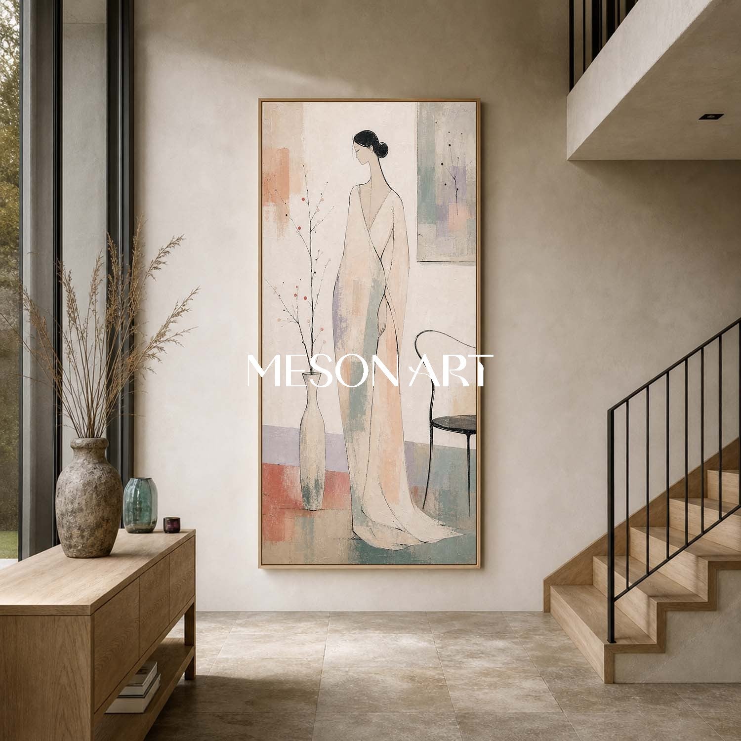 Minimalist Figure Painting Abstract Woman Art For Living Room And Bedroom Decor