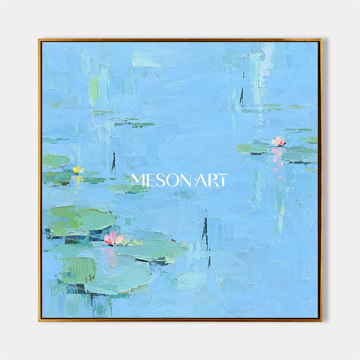 Blue And Green Abstract Landscape Textured Art Square Wall Decor For Living Room By Mesonart