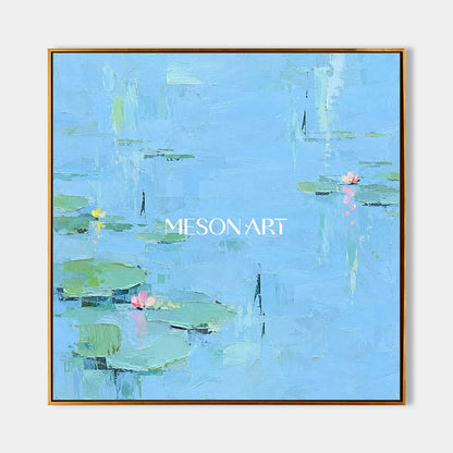 ديكور حائطي مربع من Mesonart لغرفة المعيشة، عبارة عن لوحة فنية تجريدية ذات نسيج طبيعي باللونين الأزرق والأخضر