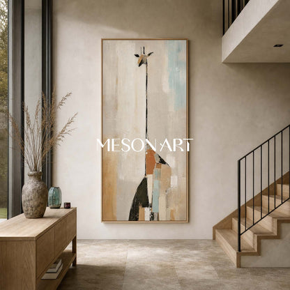 Minimalist Giraffe Painting Abstract Animal Art For Modern Entryway Decor