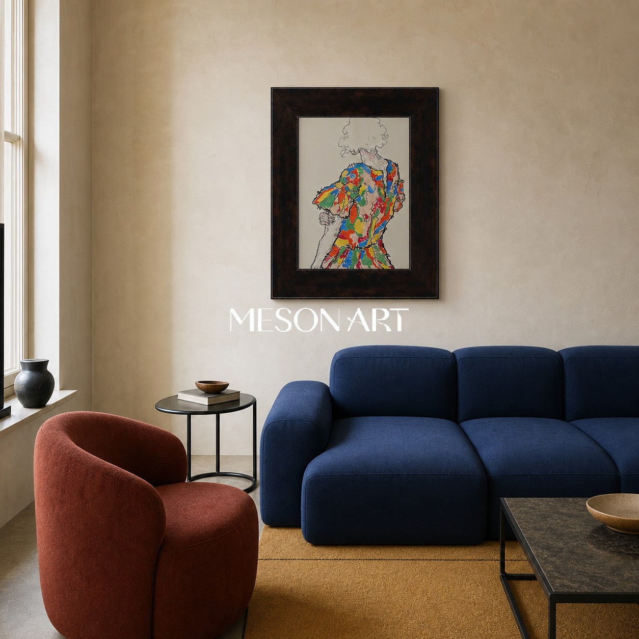 Pittura figurativa espressionista astratta moderna dai colori vivaci per il soggiorno