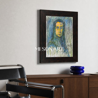 Blue And Green Contemporary Figurative Painting Rectangular Wall Art Original Artist Fine Artwork By Mesonart