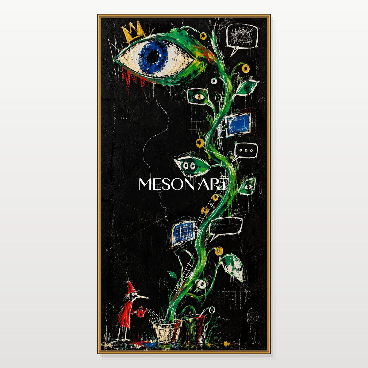 Black And Green Abstract Graffiti Painting Original Artist Street Art Canvas For Living Room Panoramic Wall Decor By Mesonart