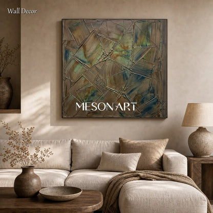 Green Abstract Wall Art With Rich Texture For Modern Living Room Decor