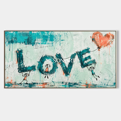 Blue And Orange Abstract Pop Art Painting Original Artist Hand Painted Street Wall Decor For Living Room By Mesonart