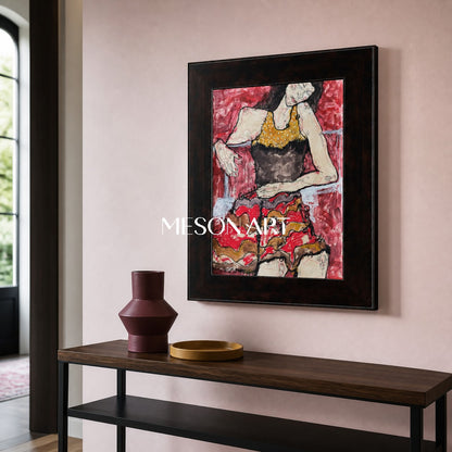 Red And Brown Figurative Painting Contemporary Original Artwork Rectangular Wall Art For Living Room By Mesonart