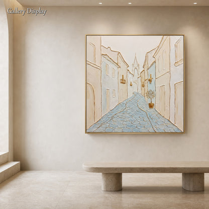 Art Deco City Painting With Gold Texture For Modern Living Room Decor