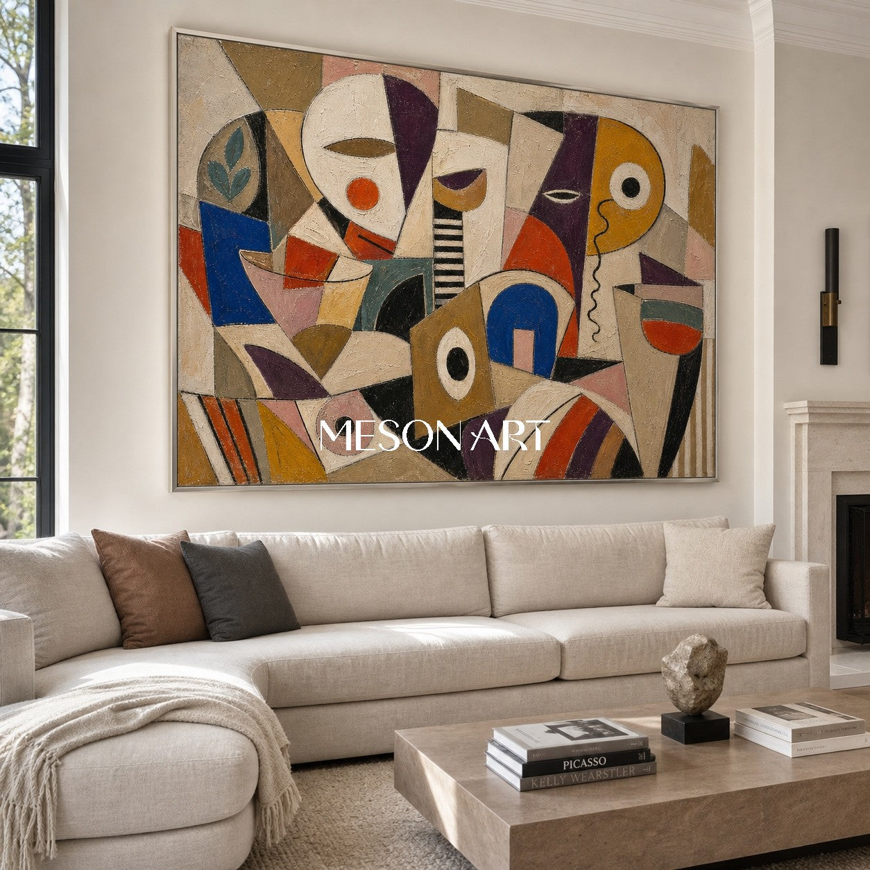 Cubist Expressionist Wall Art With Human Forms For Modern Living Rooms