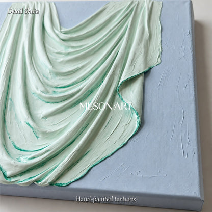 Green And Blue Minimalist Sculptural Textured Wall Art Square Original Artist By Mesonart