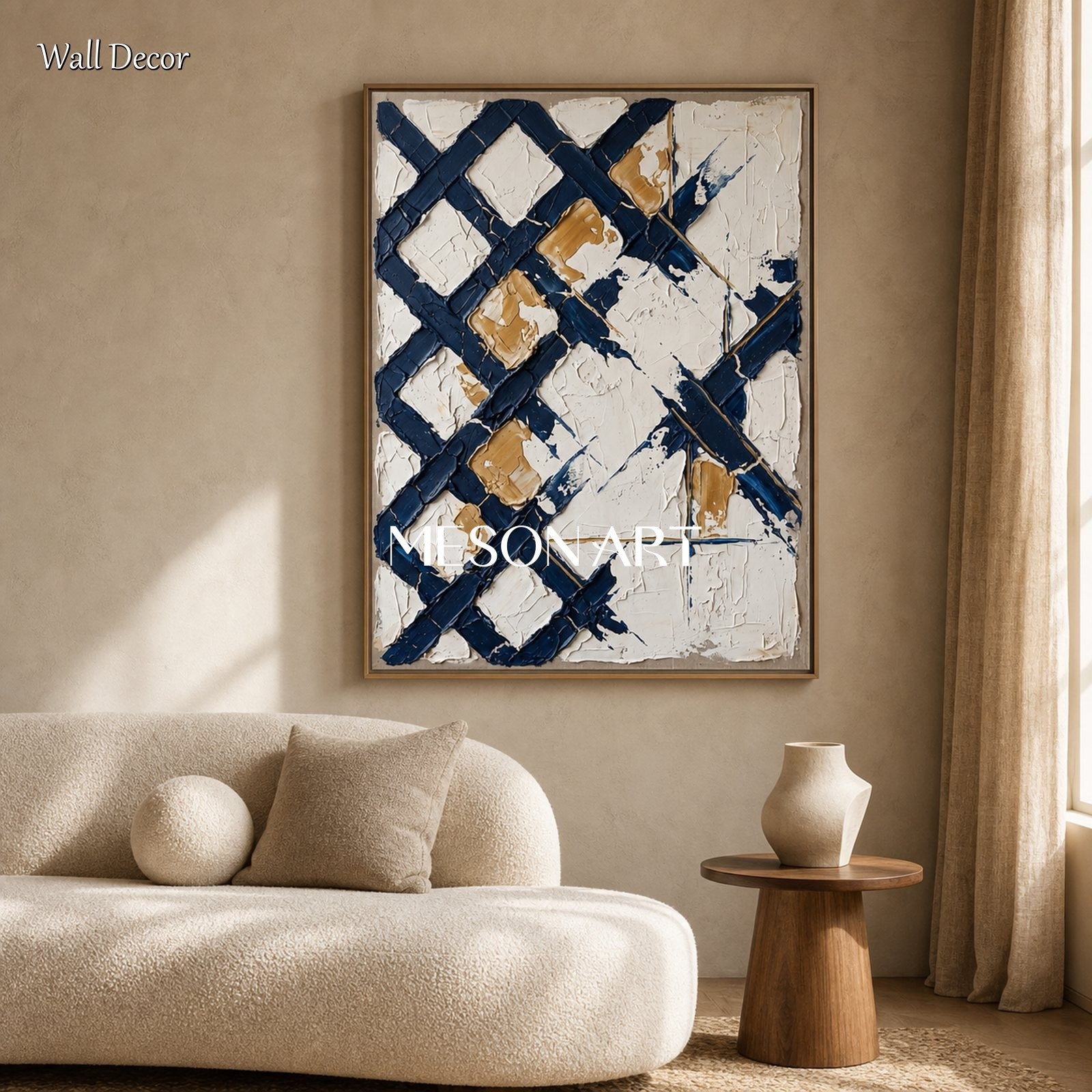 Minimalist Abstract Art With Textured Relief For Modern Living Room Decor