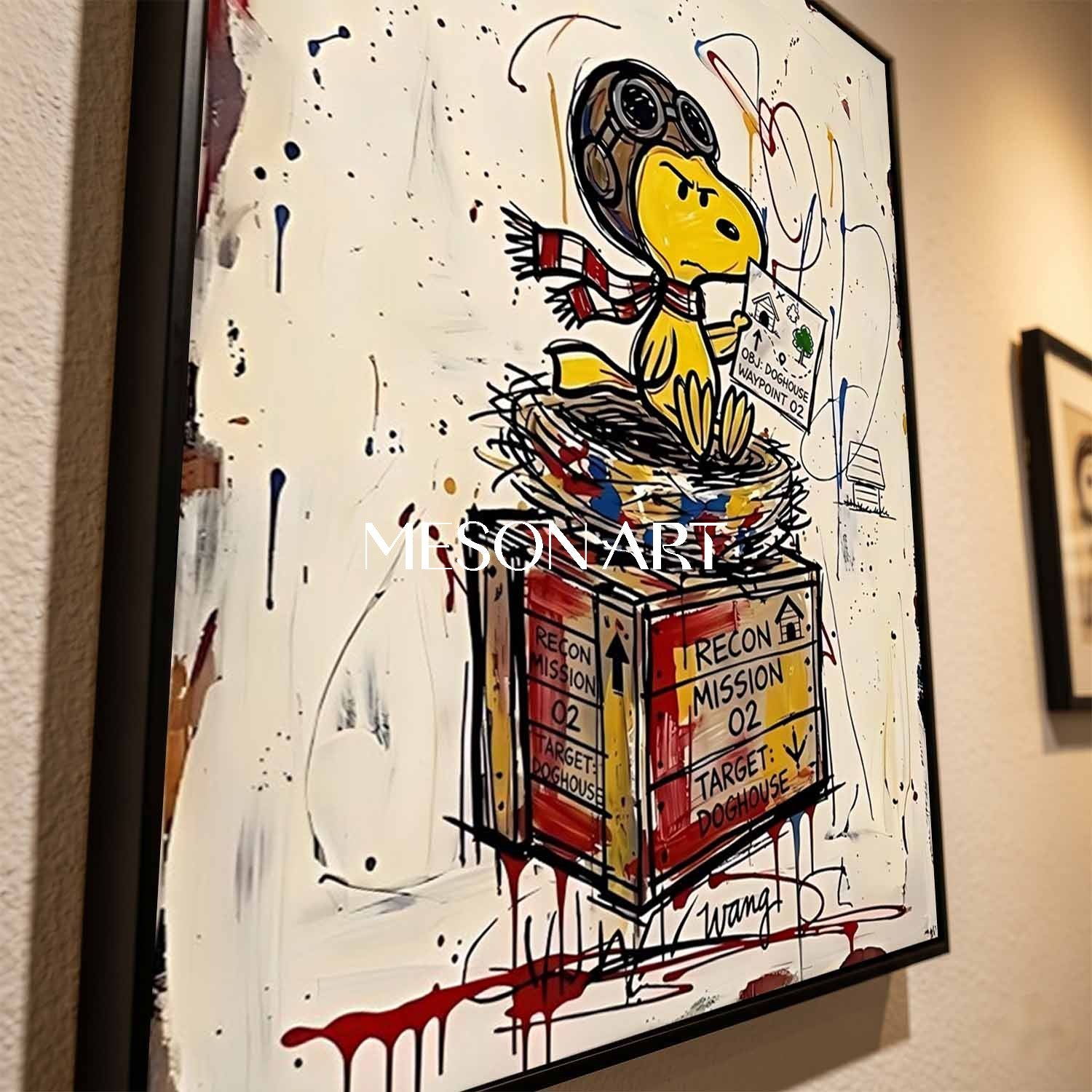 Cool Graffiti Style Snoopy Pilot Dog Painting For Modern Living