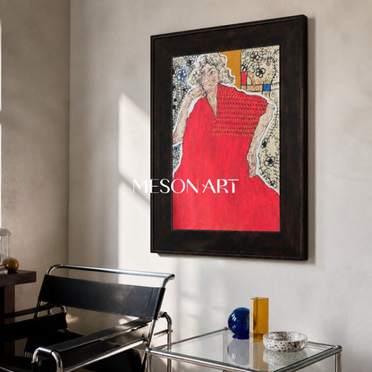 Red Figurative Contemporary Painting Original Artwork Rectangular Wall Art Gallery Piece By Mesonart