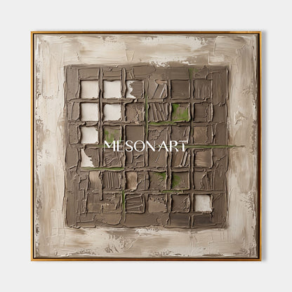 Wabi-Sabi Textured Abstract Art With Earthy Tones For Modern Living Room Decor