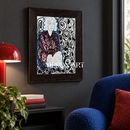 Red And Black Modern Portrait Painting Rectangular Wall Art Original Artist By Mesonart