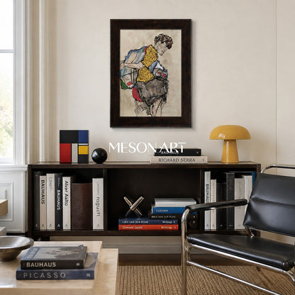 Brown And Yellow Figurative Contemporary Art Original Artist Fine Collectible Rectangular Painting By Mesonart