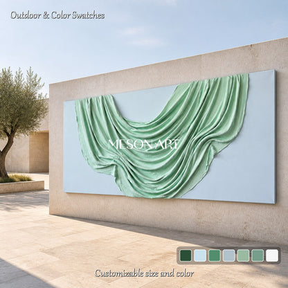 Decorazione murale panoramica minimalista con motivo testurizzato verde e bianco di Mesonart