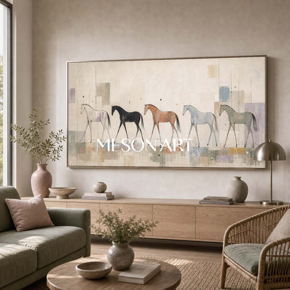 Abstract Horse Painting Minimalist Animal Art For Modern Living Room Decor