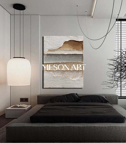 Large 3D Minimalist Texture Painting White Abstract Texture Canvas Art White Minimalist Wall Art