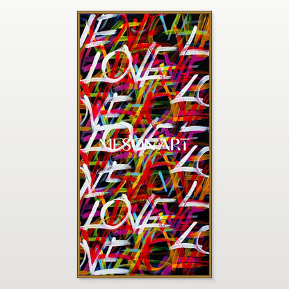 Black And Red Graffiti Love Art Panoramic Painting Original Artist Hand Painted Wall Decor For Living Room By Mesonart