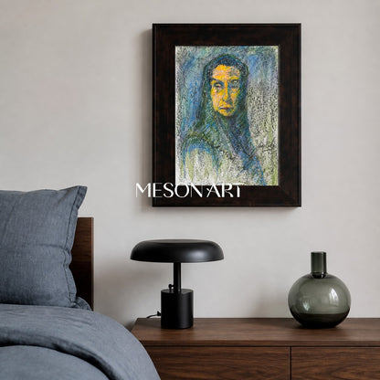 Blue And Green Contemporary Figurative Painting Rectangular Wall Art Original Artist Fine Artwork By Mesonart