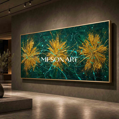 Luxury Abstract Gold Green Painting For Modern Living Room Wall Decor
