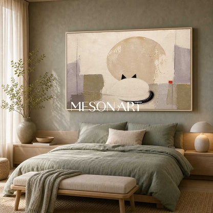 Abstract Cat Painting Minimalist Geometric Wall Art For Living Room And Bedroom Decor